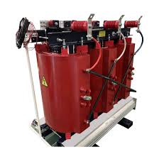 Cast resin dry-type transformer with red epoxy-encapsulated windings